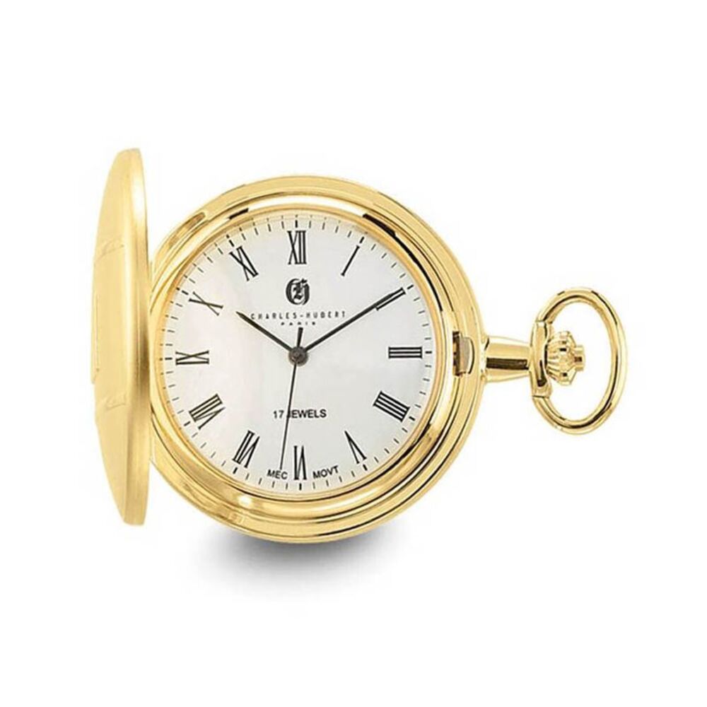 Charles Hubert Gold Finish Brass White Dial 42mm Pocket Watch